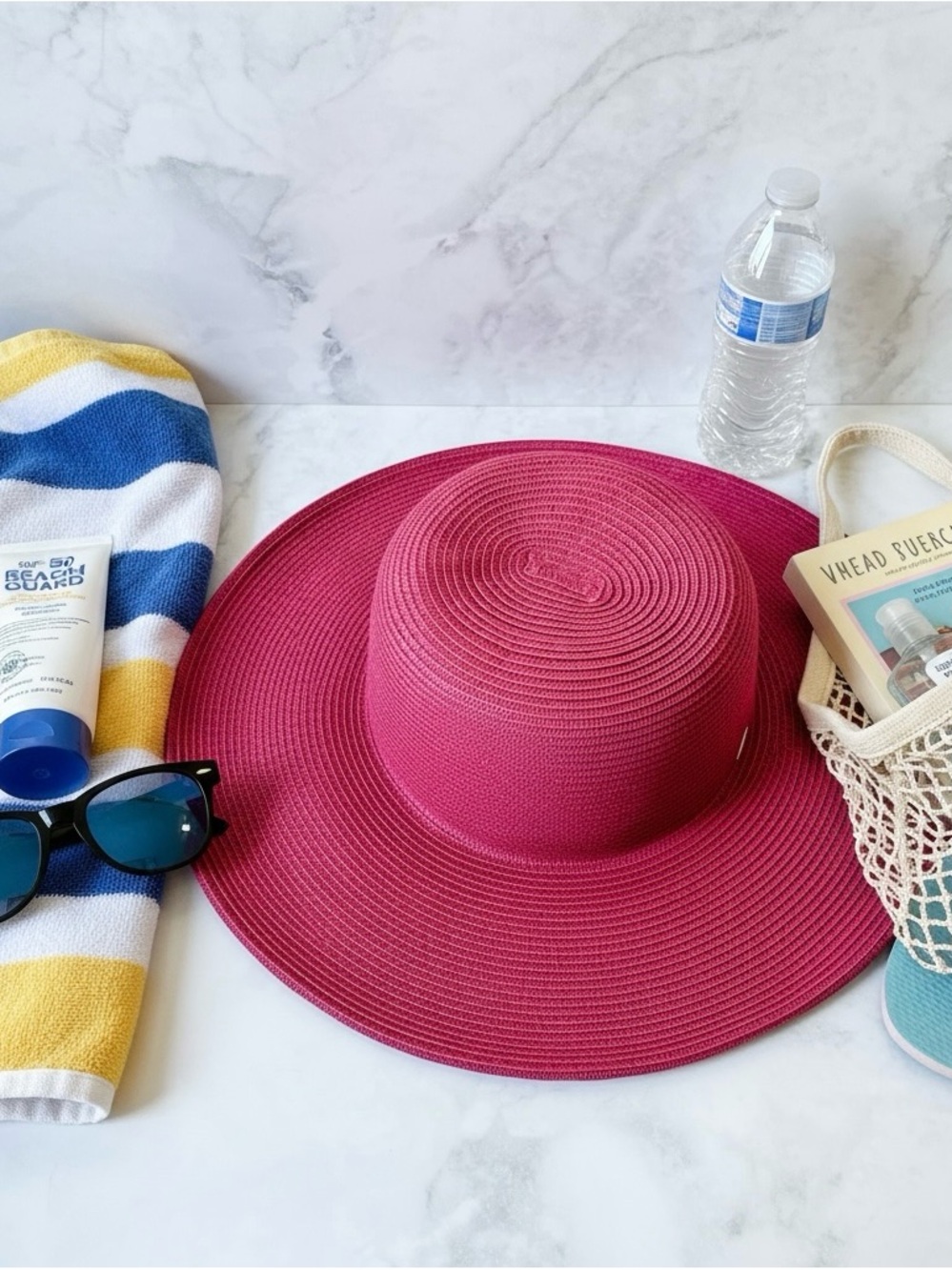Nine West Hot Pink Wide Brim Sun Hat